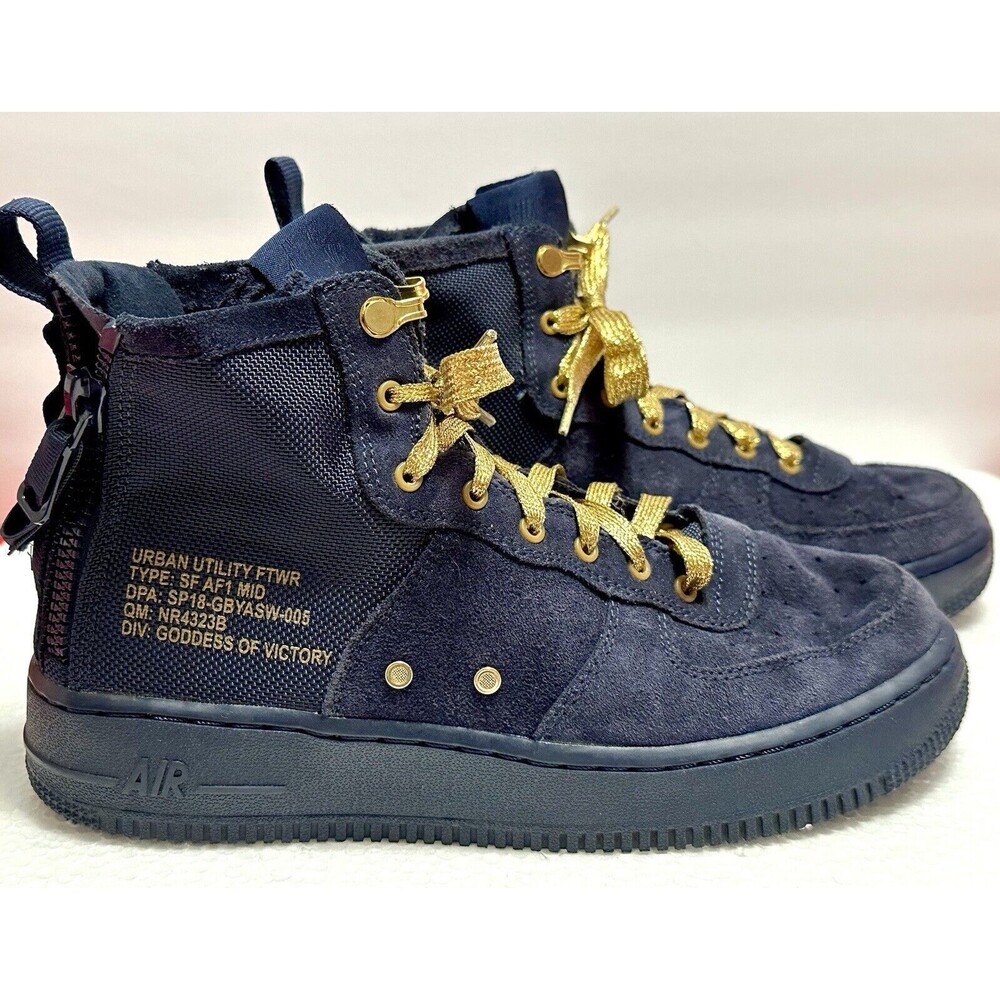 Nike Men's 6 SF AFl Mid Obsidian Urban Utility Back-Zip Navy Sneakers 917753-400